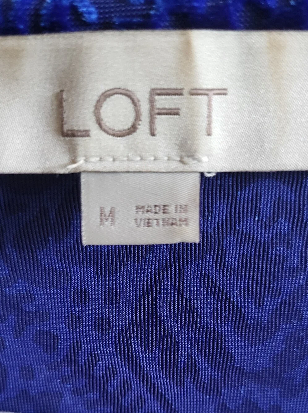 LOFT Royal Blue Paisley Burnout Velvet Puff Sleeve Blouse Top - Size M